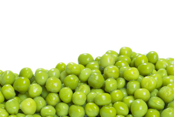 Green peas on a white background