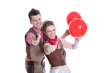 Freude und Spaß: Junge Leute im Karneval isoliert