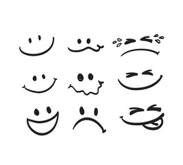 Set of Hand draw cartoon emotion vector - obrazy, fototapety, plakaty