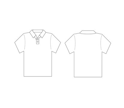 white polo shirt front black template -vector