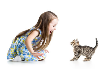 child girl playing with cat kitten © Oksana Kuzmina
