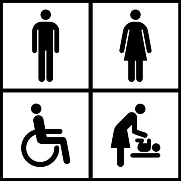 Toilet Sign - Restroom, Mother room and Disabled sign