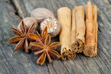 star anise, ceylon cinnamon and nutmeg