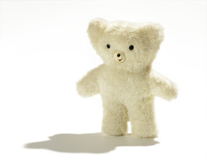 Cute cuddly white plush teddy bear