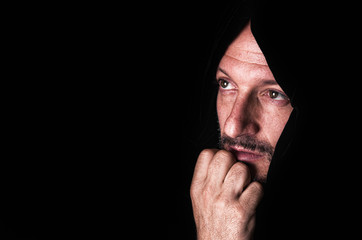 Portrait of a Man with interior drama - Black background