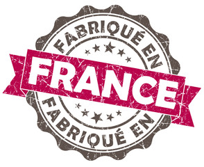 Fototapeta premium fabrique en france pink grunge seal isolated on white background