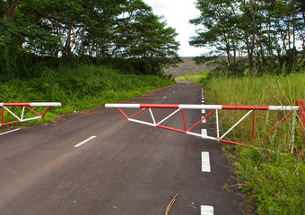 The road blocked by a gate
