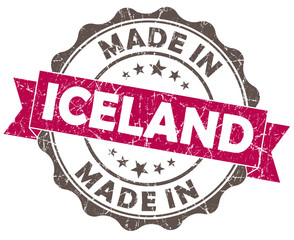 Obraz premium made in iceland pink grunge seal isolated on white background