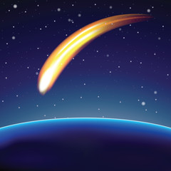 Obraz na płótnie Canvas Meteor and globe in space (vector)