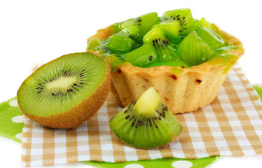 Fruit kiwi cake isolated on white