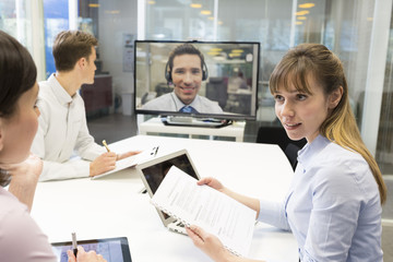 Group Of Business people In video conference during a meeting