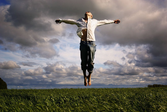 Man Flying Freedom Yoga Meditation