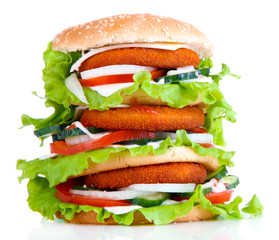 Huge burger, isolated on white