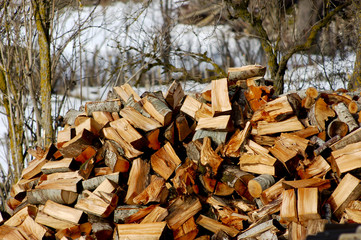 Heap of chopped wood