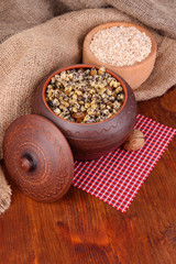 Pot with kutia -  traditional Christmas sweet meal in Ukraine,