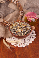 Bowl with kutia -  traditional Christmas sweet meal in Ukraine,