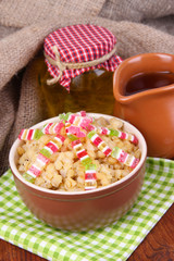 Bowl with kutia -  traditional Christmas sweet meal in Ukraine,
