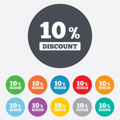 10 percent discount sign icon. Sale symbol.