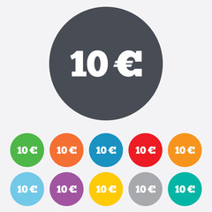 10 Euro sign icon. EUR currency symbol.