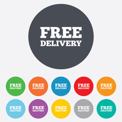 Free delivery sign icon. Delivery button.