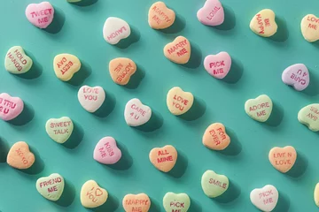 Abwaschbare Fototapete Candy Conversation Hearts for Valentine's Day © Brent Hofacker