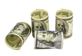 American dollars rolled up