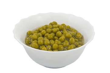 canned green peas in glass chalice