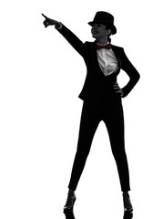 woman master of ceremonies presenter pointing  silhouette