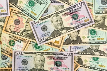 Viele Dollar Geldscheine