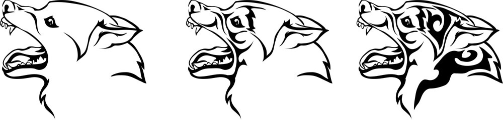 Lodging head snarling dogs