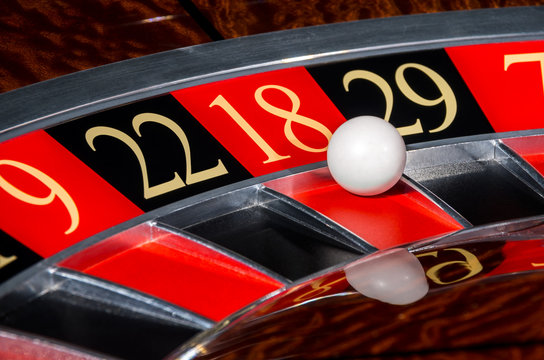 Classic casino roulette wheel with red sector eighteen 18