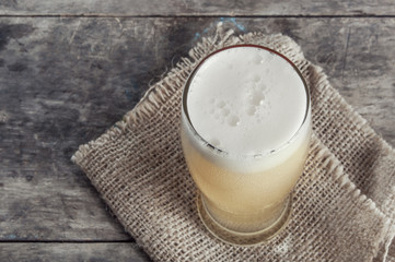 glass of fresh lager beer