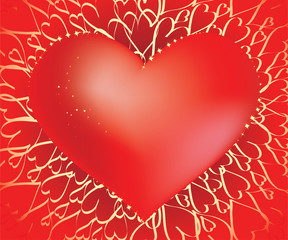 Heart wirh glam sparkles on hearts background