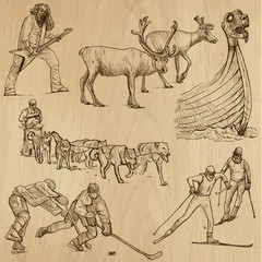 Fototapeta na wymiar SCANDINAVIA set no.4 - Collection of hand drawn illustrations