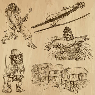 SCANDINAVIA set no.5 - Collection of hand drawn illustrations