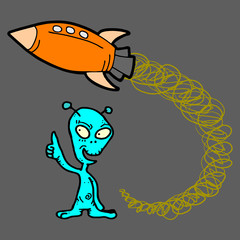 Alien and rocket