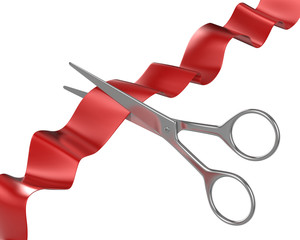 Scissors cut ribbon