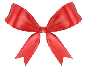 Red ribbon bow isolated on white background