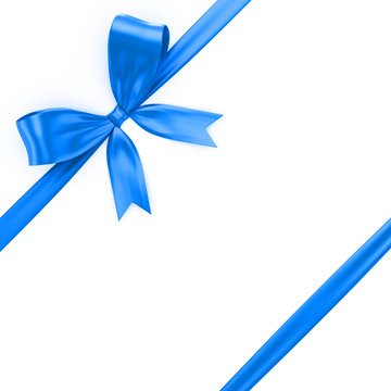 Shiny blue ribbon on white background