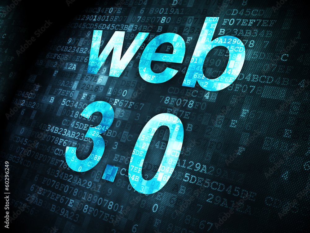 Poster seo web design concept: web 3.0 on digital background