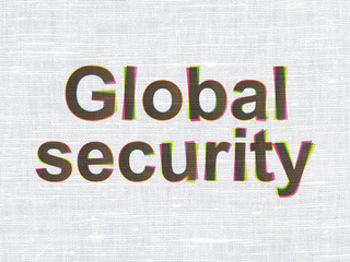 Security concept: Global Security on fabric texture background