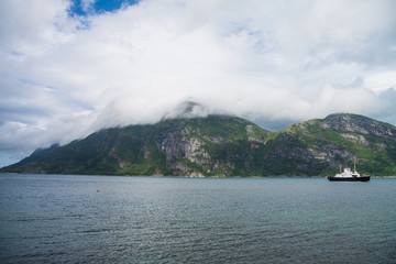 The ferry towards Kjerringoy, Norway
