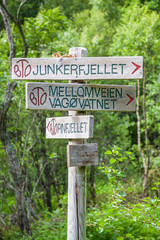 Treking trail signs, vertical shot
