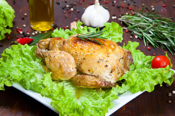 Baked chicken with salad