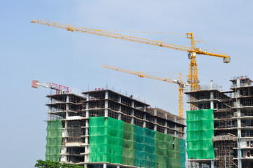 Construction-area with blue-sky various equipment and tools, Tha