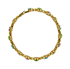 Naklejka premium Small gold bracelet with fake gemstones