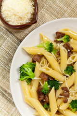 Delicious pasta with sausage and broccoli