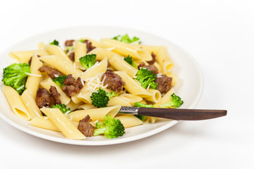 Delicious pasta with sausage and broccoli