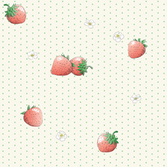 Vector strawberry seamless pattern  at retro style.