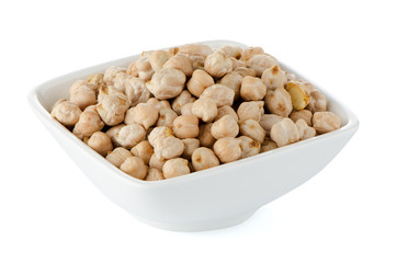 Closeup of a bowl with chickpeas